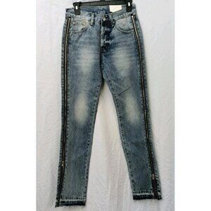 MNML  Distressed Denim Jeans Zipper Ankle Men Size 28 Blue Straight